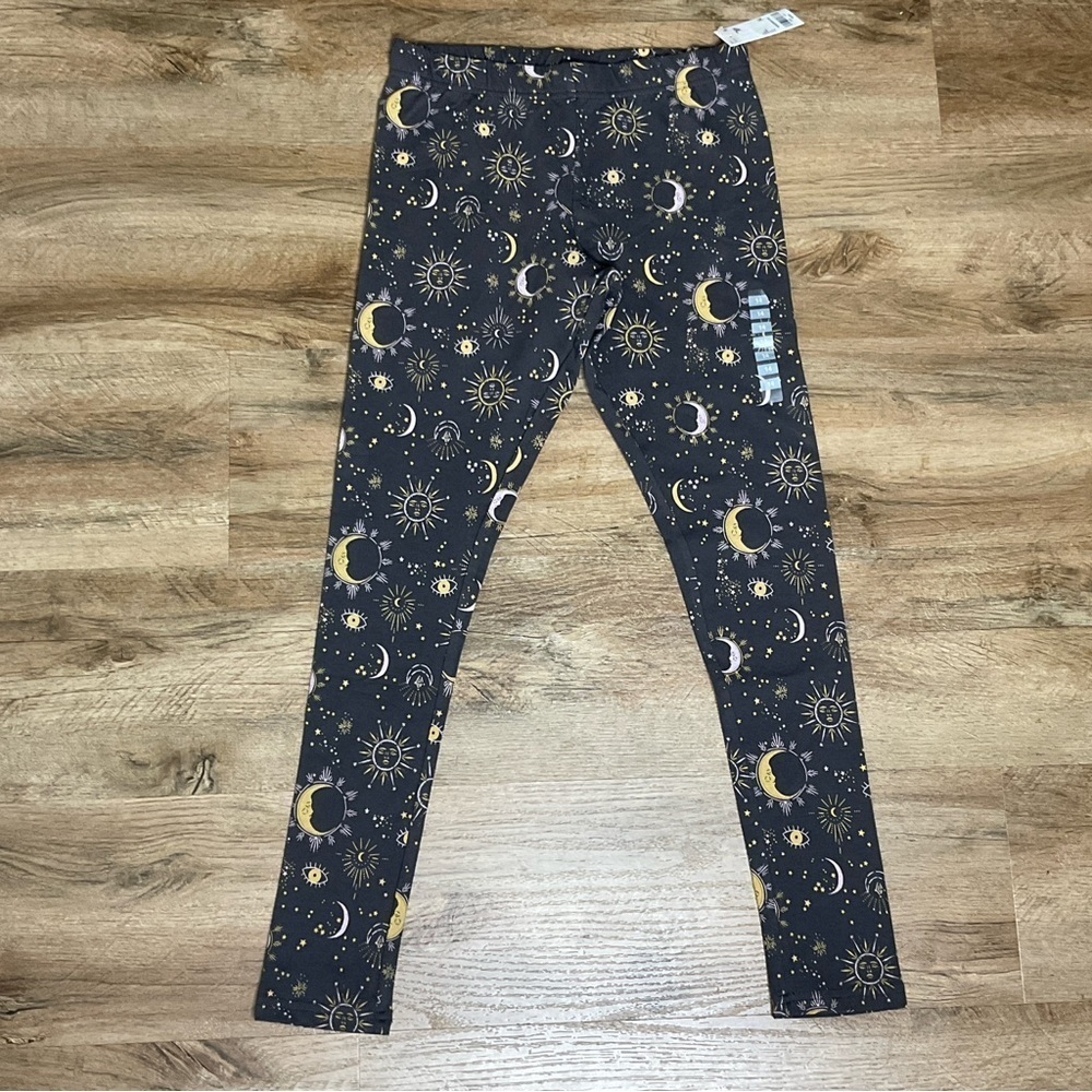 OSHKOSH B'GOSH Leggings Big Girls Size 14 Celestial Sun Moon Stars Gray Cotton